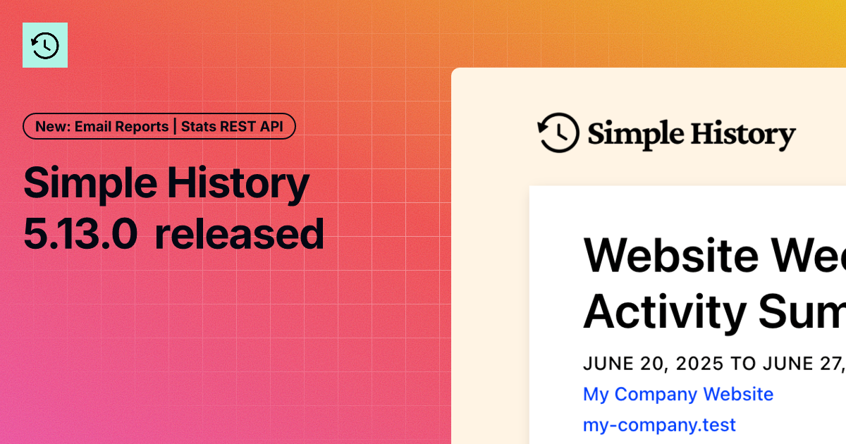 Simple History 5.13.0 released