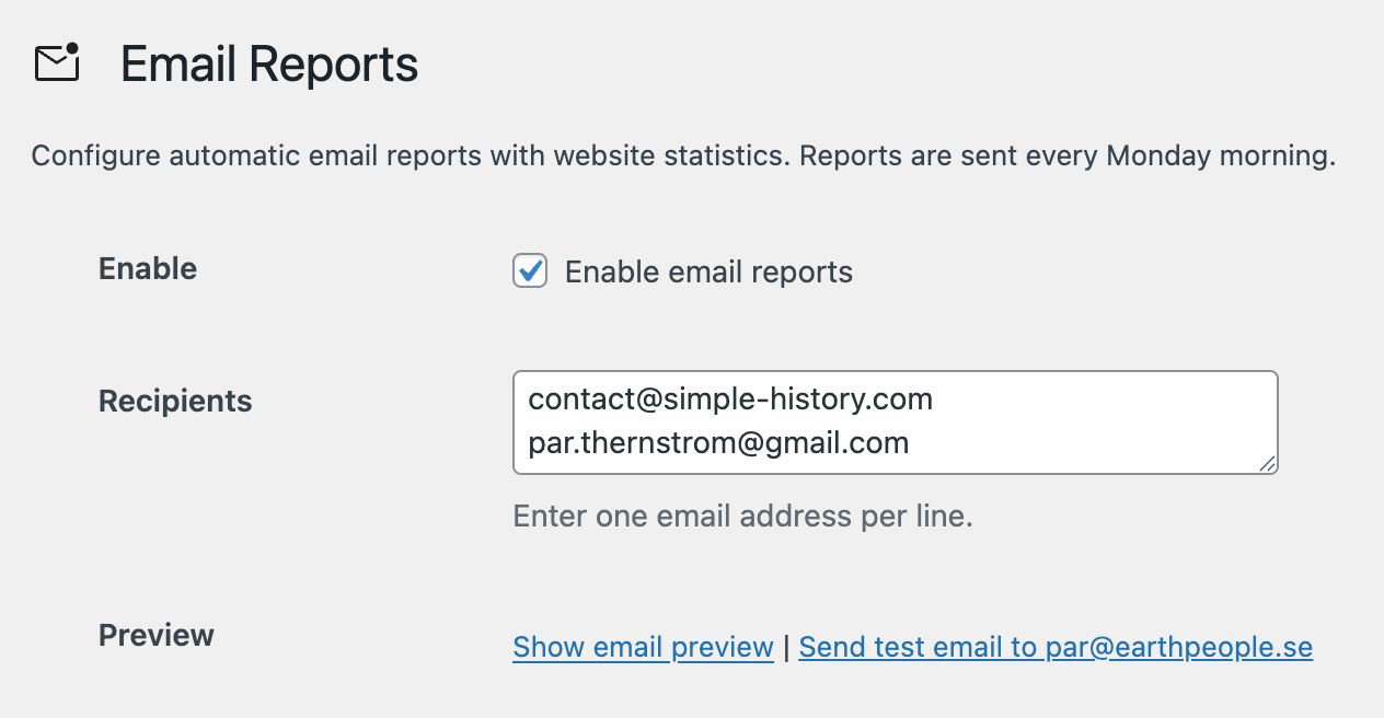 Simple History 5.15.0 released – Email Reports for all users and Core Files Integrity monitoring